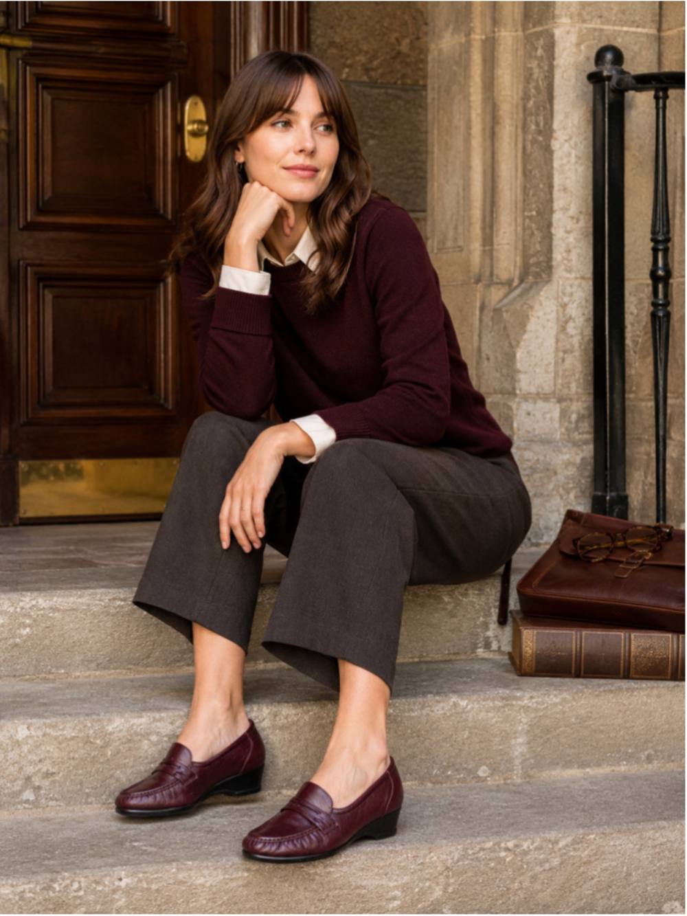SAS Tripad Loafers Women 9.5M USA Comfort Heritage Preppy Dark Academia Burgundy